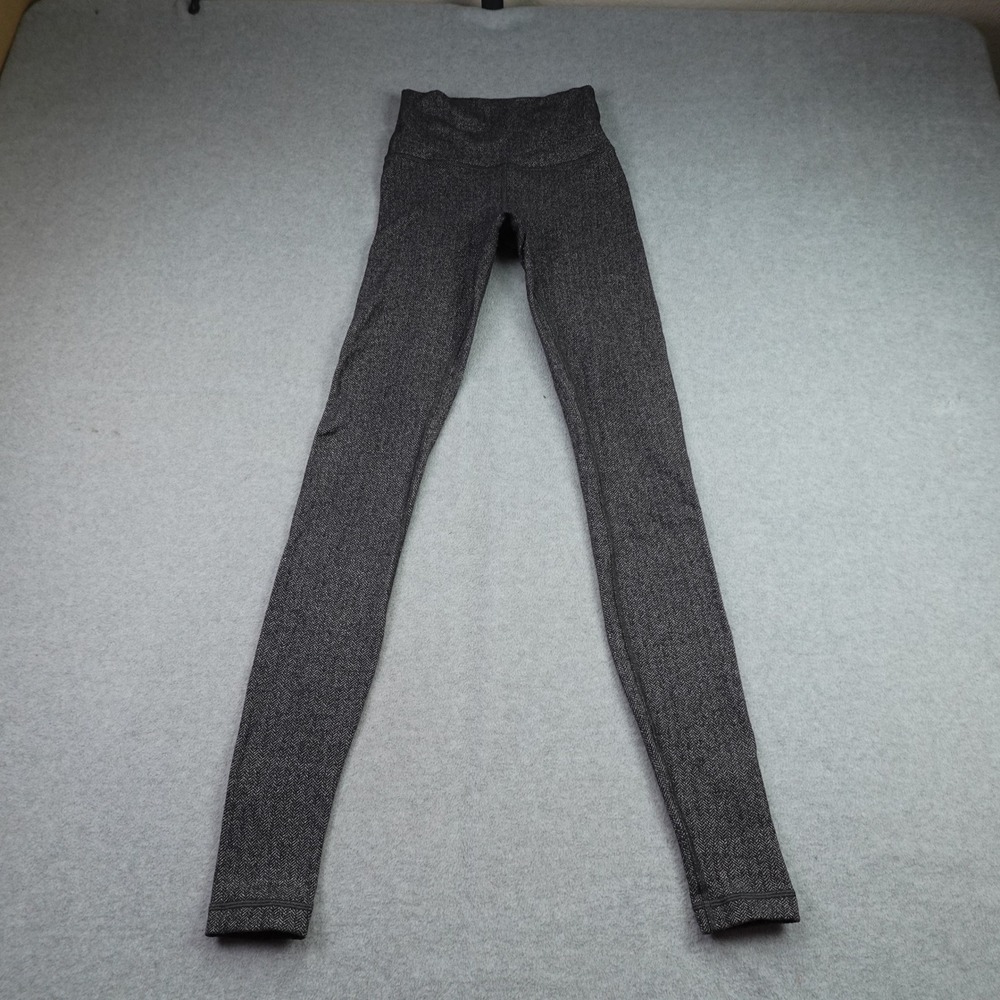 Lululemon‎ Leggings Womens 2 Black Herringbone Wunder Under High Rise Tight Yoga